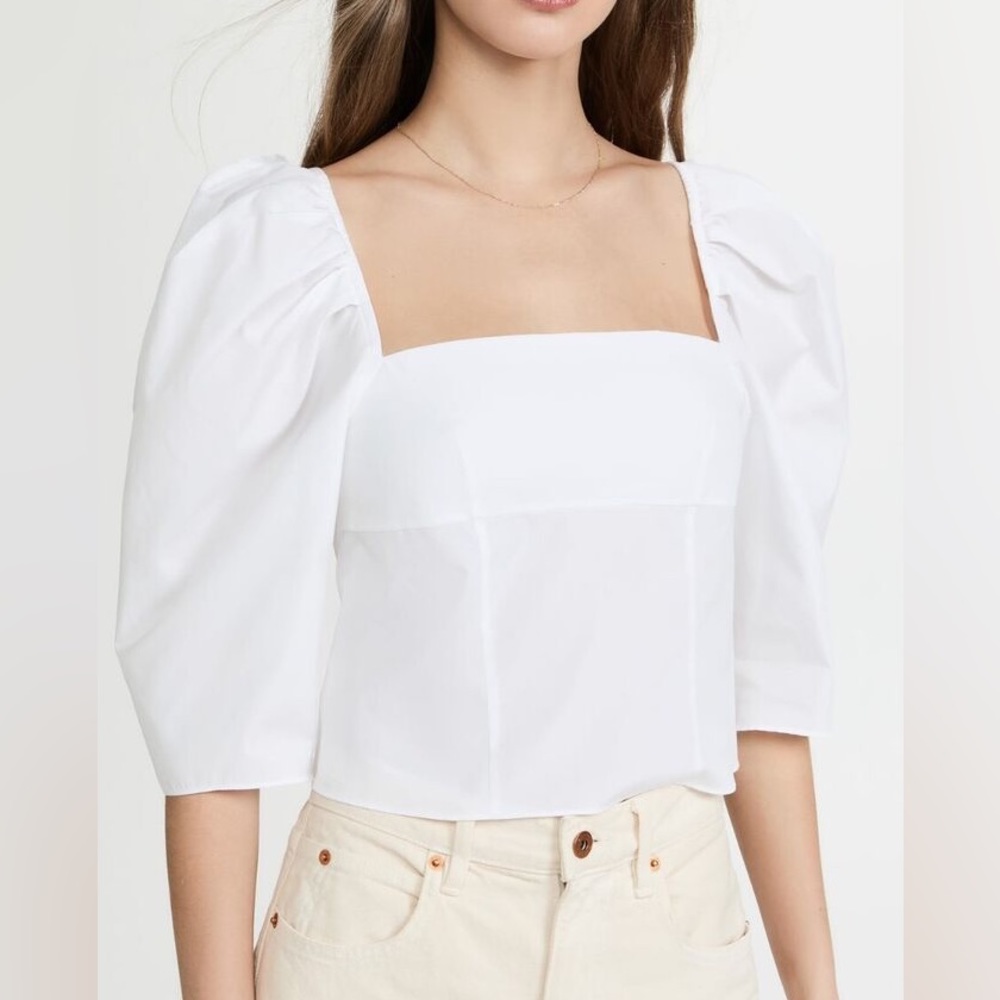 Vince draped square neck top white 0 NWOT